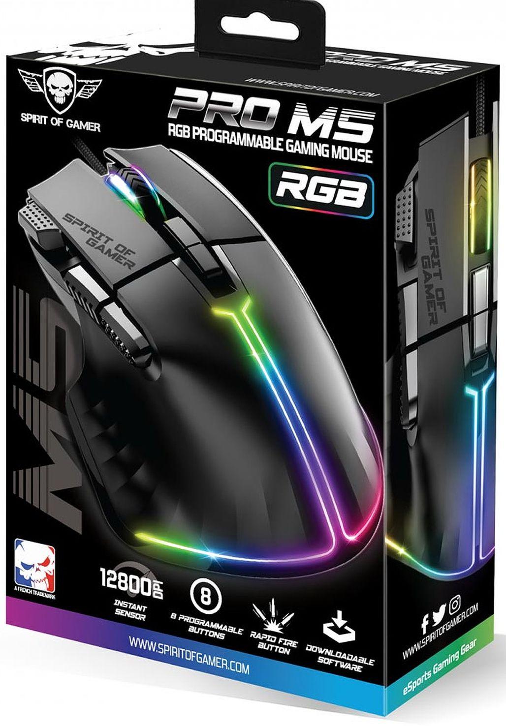 Souris Spirit Of Gamer PRO-M5 DARK RGB Gaming (S-PM5RGB)