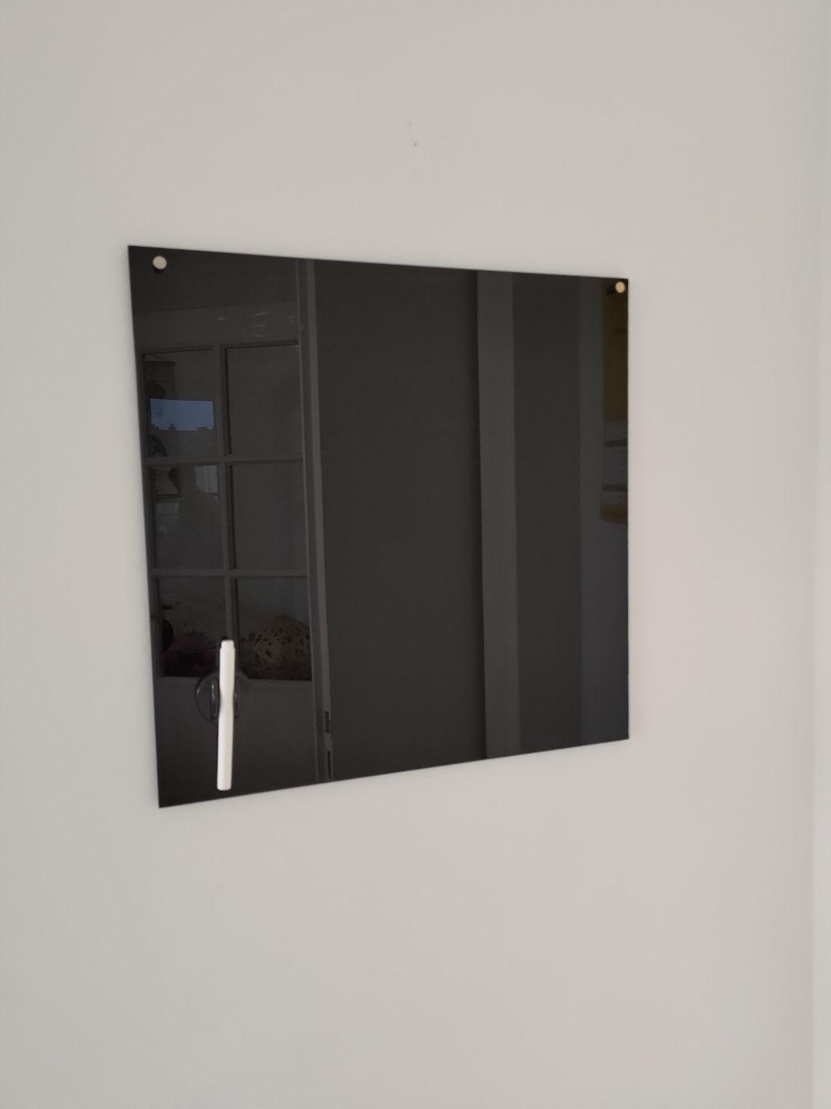 Tableau Noir en Verre 60x40cm, Tableau Magnétique sans Cadre, Verre Trempé